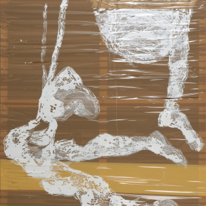 Hängendes Objekt 6, 2002, Acryl auf Packband (160 x 120 cm)