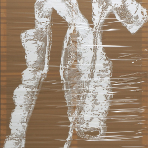 Hängendes Objekt 4, 2002, Acryl auf Packband (175 x 105 cm)
