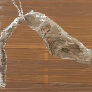 Hängendes Objekt 7, 2003, Acryl auf Packband (120 x 160 cm)
