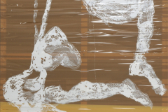 Hängendes Objekt 6, 2002, Acryl auf Packband (160 x 120 cm)
