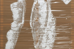 Hängendes Objekt 4, 2002, Acryl auf Packband (175 x 105 cm)
